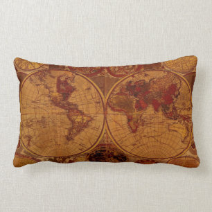 Rectangle Vintage Vieux Monde Carte Décor Coussin Jeu Oreill