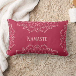 Rectangle Viva Magenta & Pale Dogwood Mandala Lumbar Coussin