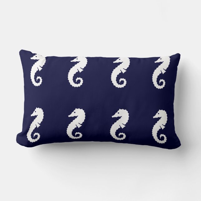 Rectangle Votre COUSSIN SEAHORSE personnalisé BLANC sur MARI (Recto)