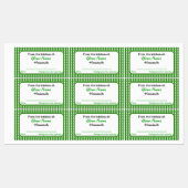 Rectangle Votre Nom Maison Canne Étiquette Vert (Feuille)