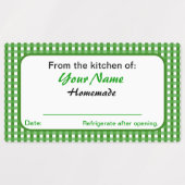 Rectangle Votre Nom Maison Canne Étiquette Vert (Design 2)