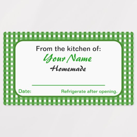 Rectangle Votre Nom Maison Canne Étiquette Vert (Design 2)