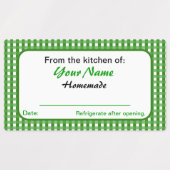 Rectangle Votre Nom Maison Canne Étiquette Vert (Design 1)