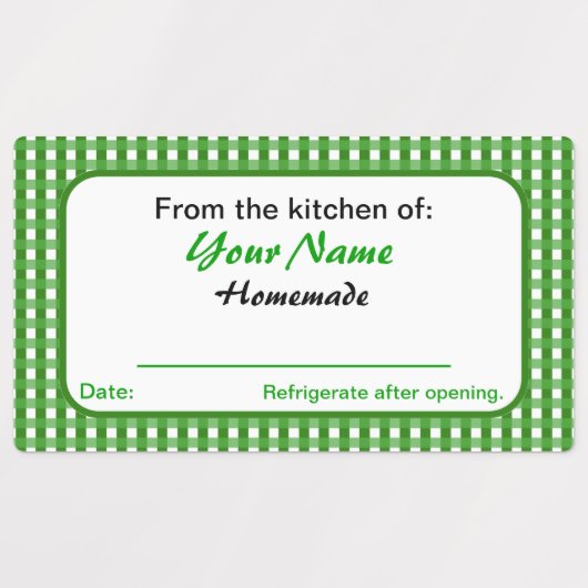 Rectangle Votre Nom Maison Canne Étiquette Vert (Design 1)