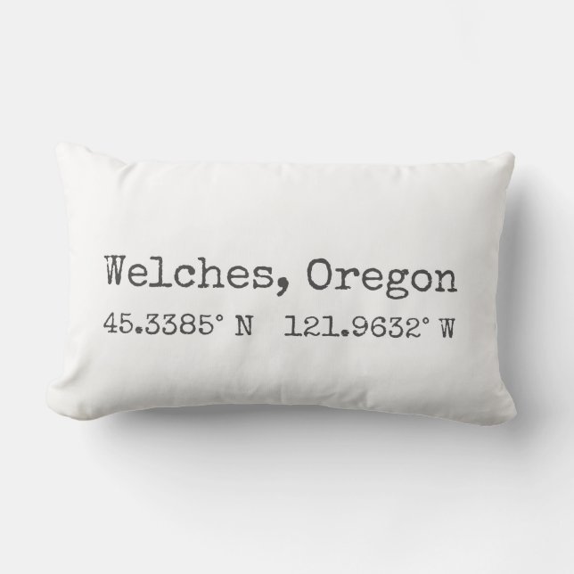 Rectangle Welches, Oregon Coordonnées Carte Lumbar Coussin (Recto)