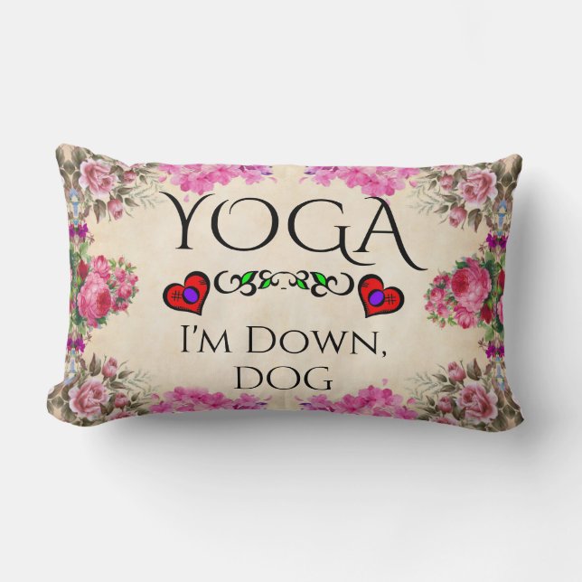 Rectangle Yoga I'm Down, Coussin de chien Lumbar (Recto)