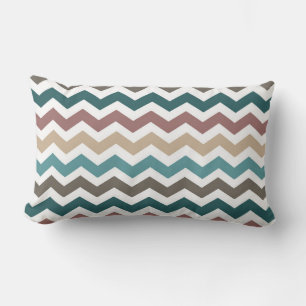 Rectangle ZigZag multicolore/ À damiers Coussin réversible