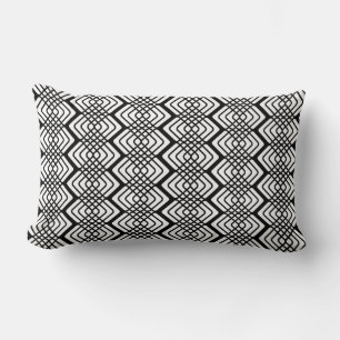 Rectangle Zigzag Waffle Coussin Lumbar noir et blanc