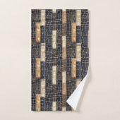 Rectangles Bleu Marine Crème Marron (Serviette à main)