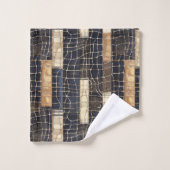 Rectangles Bleu Marine Crème Marron (Gant de toilette)