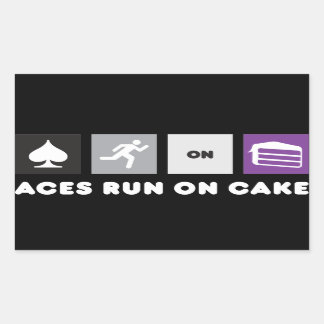 Rectangulaire Aces Run on Cake Sticker Dark