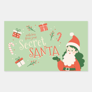 Rectangulaire avec l'amour du sticker Secret Père Noël pour Noël