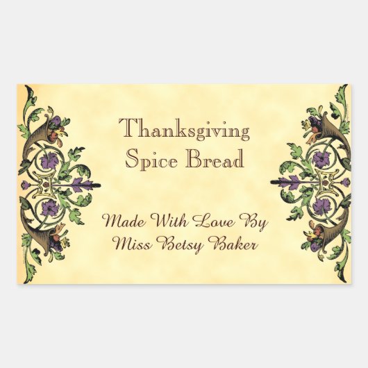 Rectangulaire Baking Thanksgiving Custom Cornucopia Sticker (Devant)