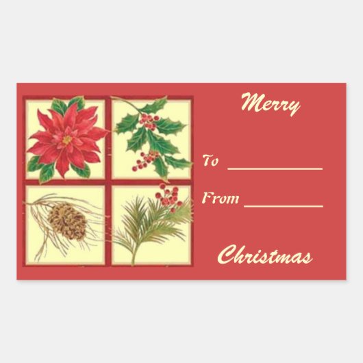 Rectangulaire Balise cadeau de Noël Joyeux Sticker Rectangle (Devant)