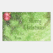 Rectangulaire Balise cadeau Joyeux Noël vert Sticker (Devant)