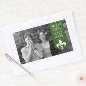 Rectangulaire Bannière verte Chic Flourish Save the Date Sticker (Enveloppe)