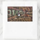 Rectangulaire Beau Sticker de la scène de Noël d'hiver (Sac)