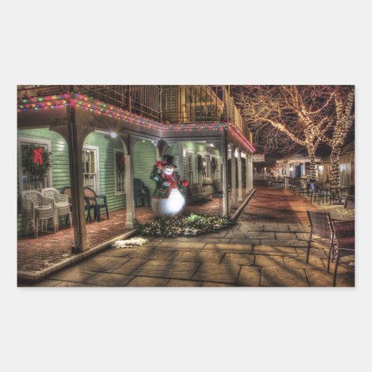 Rectangulaire Beau Sticker de la scène de Noël d'hiver (Devant)