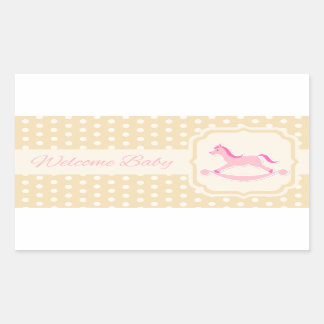Rectangulaire Bébé rose de bienvenue Sticker fille