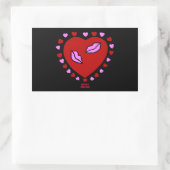Rectangulaire Bisous Coeur Lovely Sticker Rectangle (Sac)
