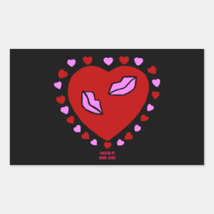 Rectangulaire Bisous Coeur Lovely Sticker Rectangle