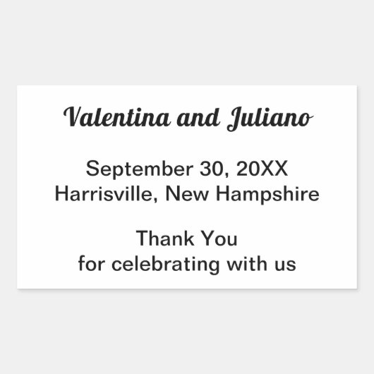 Rectangulaire Black and White Wedding Rectangle Favor Sticker (Devant)