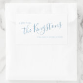 Rectangulaire Bleu Dusty Nom de famille Script Sticker rectangul (Sac)