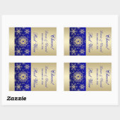 Rectangulaire Bleu, Parties scintillant or Snowflakes Sticker Ét (Feuille)