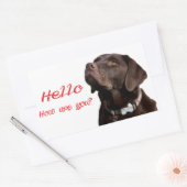Rectangulaire Bonjour Black Brown Labrador Retriever Sticker Éti (Enveloppe)