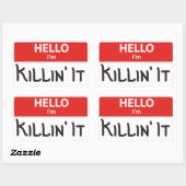Rectangulaire Bonjour je suis Killin'It Nom Sticker Badge (Feuille)