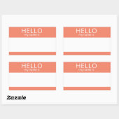 Rectangulaire BONJOUR Personnalisé Mon Nom Est Sticker Badge Bla (Feuille)