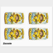 Rectangulaire Bring on the Chaos Sticker Cute Dino (Feuille)