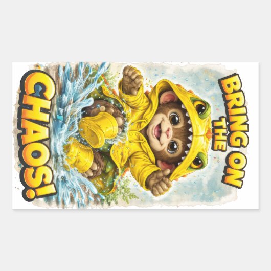 Rectangulaire Bring on the Chaos Sticker Cute Dino (Devant)