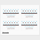 Rectangulaire Brown et bleu : Sticker d'adresse de point Polka (Feuille)