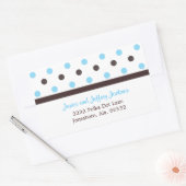 Rectangulaire Brown et bleu : Sticker d'adresse de point Polka (Enveloppe)