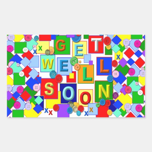 Rectangulaire BUTTONS ~ Get Well Sticker # 2 (Devant)