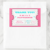 Rectangulaire Carnaval rose Turquoise Merci Billet Sticker (Sac)