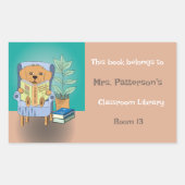 Rectangulaire Cartoon Reading Dog Classroom Library Sticker (Devant)