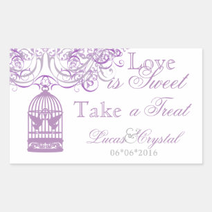 Rectangulaire Charming Liliac Birdcage Sticker Buffet de bonbons