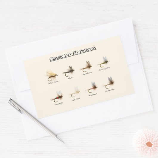 Rectangulaire Classic Dry Fly Patterns Sticker – 8 Patterns (Enveloppe)