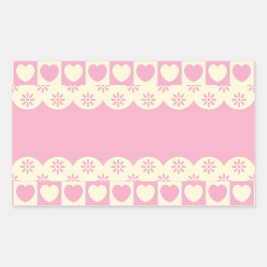 Rectangulaire Coeur rose À damiers Sticker Rectangle (Devant)