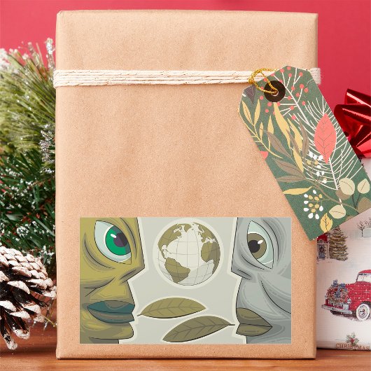 Rectangulaire Créatures globales La Terre Fait Face À Un Sticker