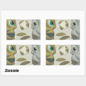 Rectangulaire Créatures globales La Terre Fait Face À Un Sticker (Feuille)