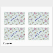 Rectangulaire Cute Butterflies Name Sticker - Set of Four (Feuille)