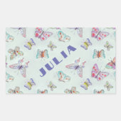 Rectangulaire Cute Butterflies Name Sticker - Set of Four (Devant)