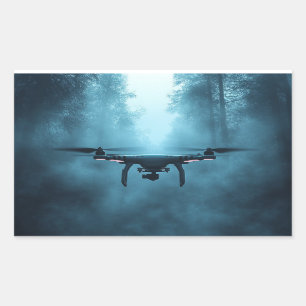Rectangulaire Drone dans Sticker Foggy Forest