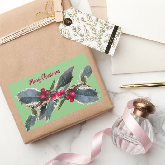 Rectangulaire Europe Holly Cust. Sticker vert (Cadeaux)