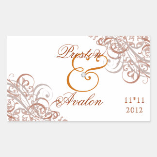 Rectangulaire Exquis Baroque Orange Enregistrer Le Sticker Date