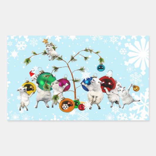 Rectangulaire Festive Fleece Baubles up Sticker (Devant)