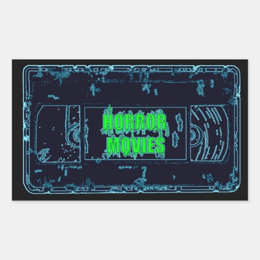 Rectangulaire Film d'horreur VHS-Blue/Green Sticker rectangulair (Devant)